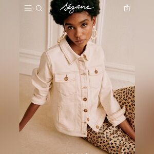 NWOT Sezane Wilfried Ecru Organic Cotton Denim Jacket